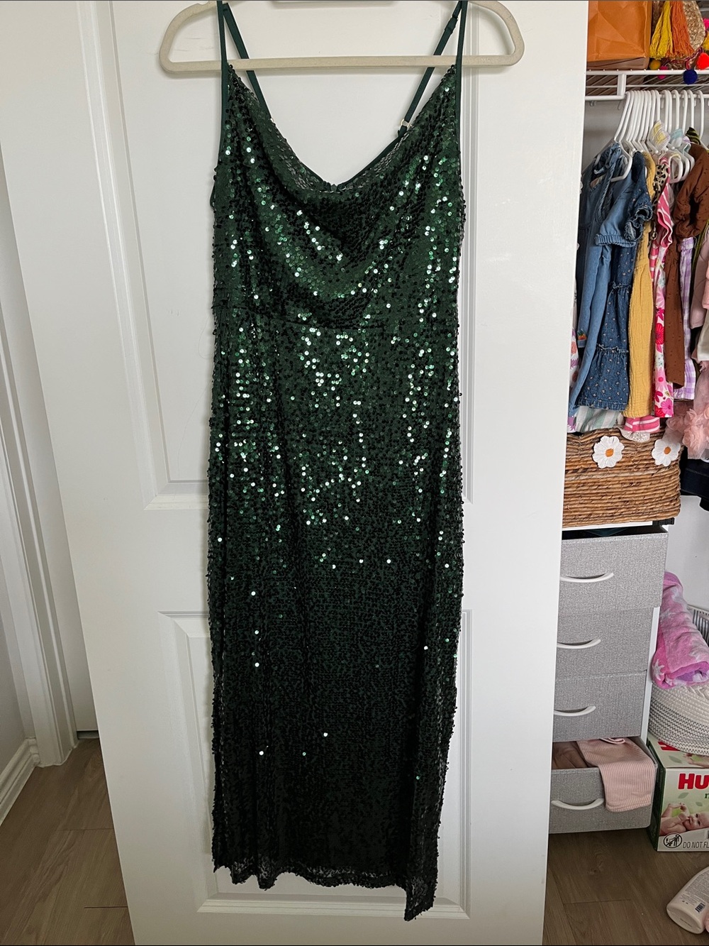 Taylor Emerald Sequin Slip Dress